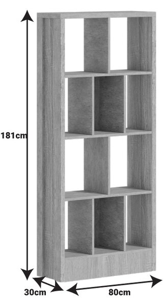 Βιβλιοθήκη Dividre, Sonoma Δρυς Μελαμίνη, 80x30x181 cm
