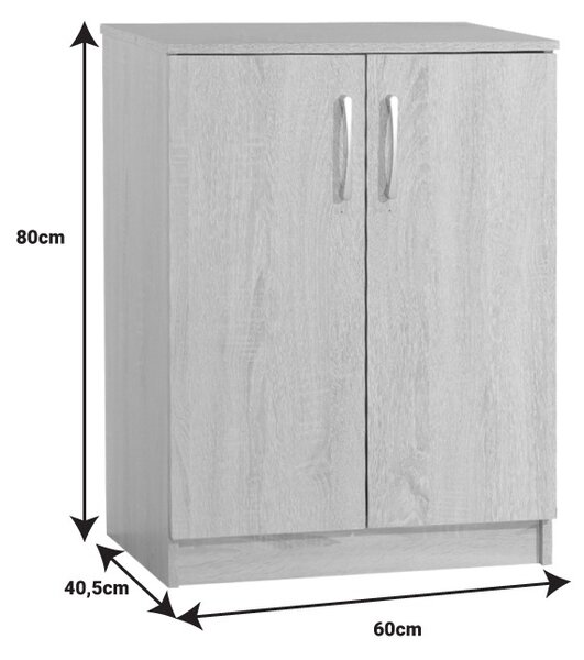 Παπουτσοθήκη Shordo λευκή μελαμίνη-Δρυς 60x40.5x80 cm