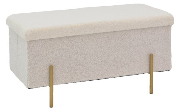 Σκαμπό Ziwel με καπάκι teddy Λευκό-χρυσό 80x40x40 cm