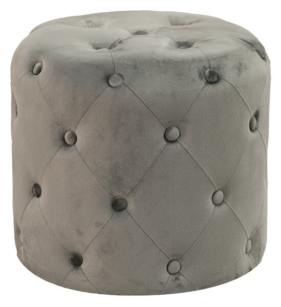 Puf taburet Seval catifea gri inchis 49x49x47 cm