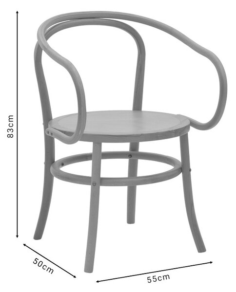 Πολυθρόνα Verfie ξύλο de οξιά χρώμα φυσική 55x50x83 cm