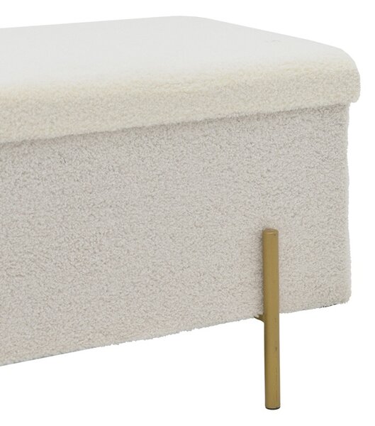 Σκαμπό Ziwel με καπάκι teddy Λευκό-χρυσό 80x40x40 cm