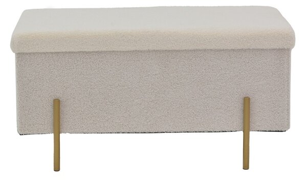 Σκαμπό Ziwel με καπάκι teddy Λευκό-χρυσό 80x40x40 cm