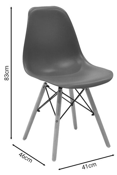 Καρέκλα Julita πλαστικό PP καφέ πόδια φυσικά 41x46x41+ cm