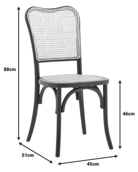 Καρέκλα Zozele ρατάν φυσικό pe ξύλο μαύρο 45x51x88 cm