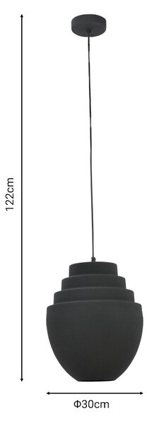 Φωτιστικό οροφής Kelsy E27 μαύρο μεταλλικό 30x30x122 cm