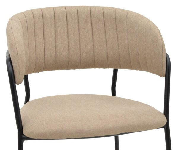 Καρέκλα Morel material μπεζ πόδια μέταλλο μαύρο 55x55x76 cm