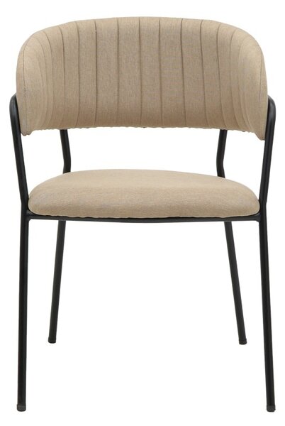 Καρέκλα Morel material μπεζ πόδια μέταλλο μαύρο 55x55x76 cm