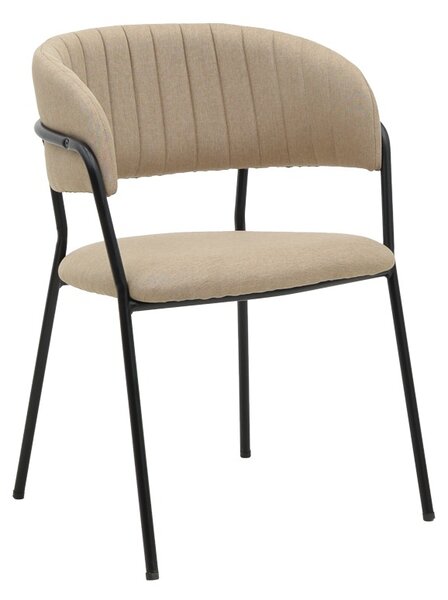 Καρέκλα Morel material μπεζ πόδια μέταλλο μαύρο 55x55x76 cm