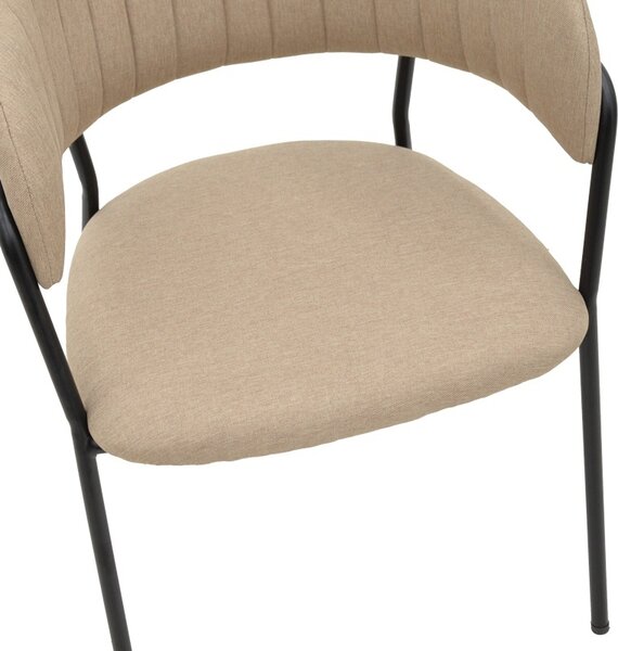 Καρέκλα Morel material μπεζ πόδια μέταλλο μαύρο 55x55x76 cm