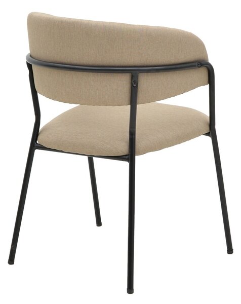 Καρέκλα Morel material μπεζ πόδια μέταλλο μαύρο 55x55x76 cm