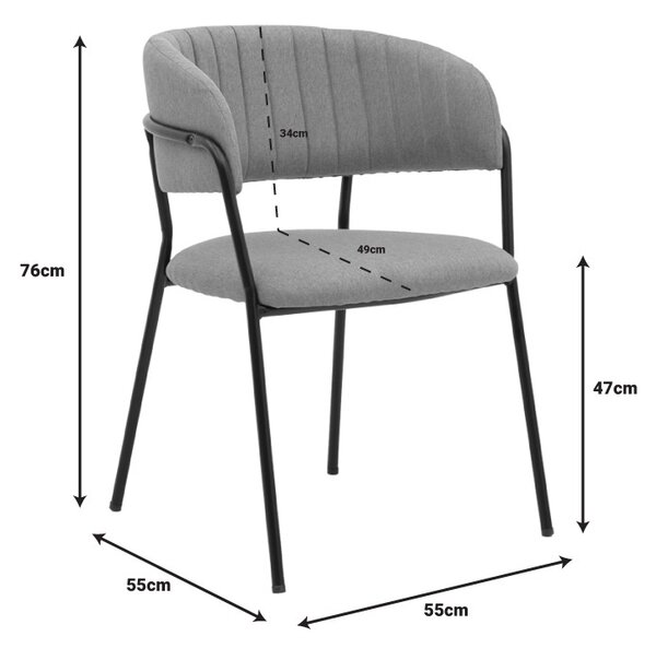 Καρέκλα Morel material μπεζ πόδια μέταλλο μαύρο 55x55x76 cm