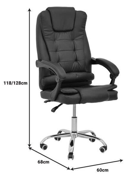 Καρέκλα γραφείου Toronsi μαύρο τεχνητό δέρμα PU 60x68x128 cm