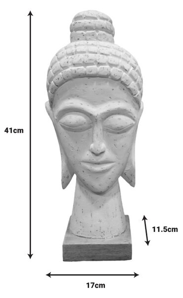 Διακοσμητικό άγαλμα Wevi bust Buddha λευκό ξύλο μάνγκο 17x11.5x41 cm