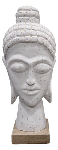 Διακοσμητικό άγαλμα Wevi bust Buddha λευκό ξύλο μάνγκο 17x11.5x41 cm