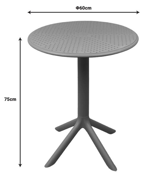 Τραπέζι κήπου Merkon πλαστικό PP Ανθρακί 60x60x75 cm