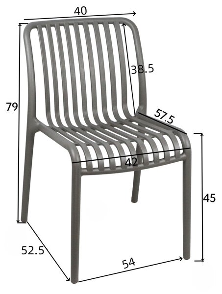 Καρέκλα κήπου Zoi πλαστικό PP nuanta ανθρακί 42x58x79 cm
