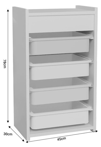 Συρταριέρα Toily με καλάθια λευκή μελαμίνη 45x30x78 cm
