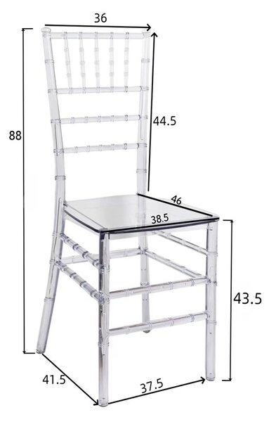 Καρέκλα κήπου Tiffany transparent PC 38.5x46x88 cm