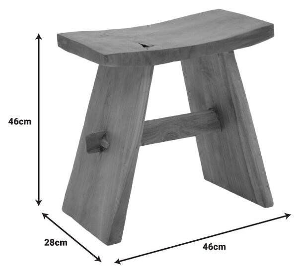 Σκαμπό Shogun από ξύλο teak σε φυσική απόχρωση 46x28x46 cm