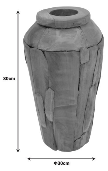 Διακοσμητικό βάζο Archean ξύλο teak σε φυσικό χρώμα 30x30x80 cm