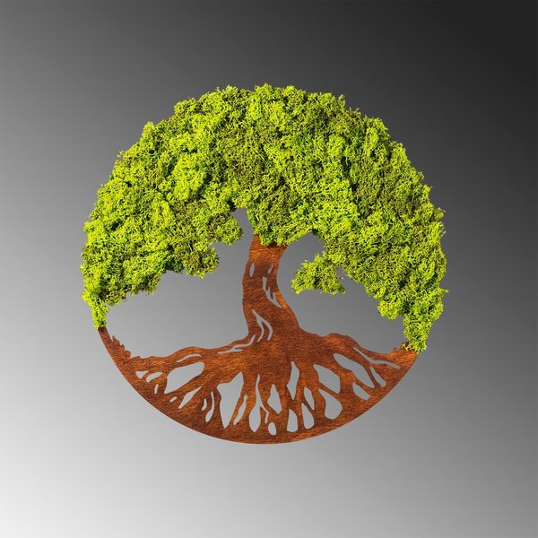 Διακοσμητικό Τοίχου με Ζωντανή Λειχήνα Tree Of Life, Πράσινο, 44x1x44 cm