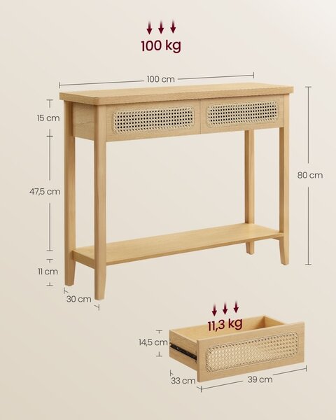 Κονσόλα Vasagle Μπεζ 100x30x80 cm