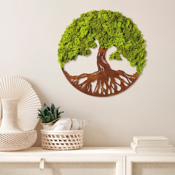 Διακοσμητικό Τοίχου με Ζωντανή Λειχήνα Tree Of Life, Πράσινο, 44x1x44 cm