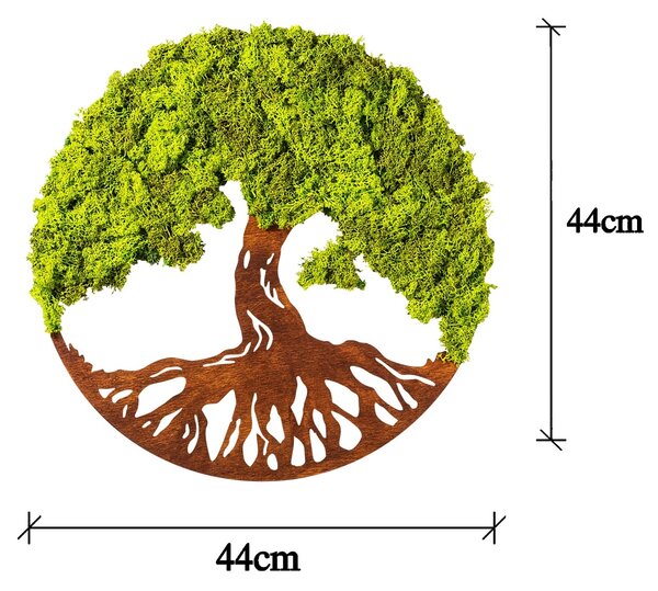Διακοσμητικό Τοίχου με Ζωντανή Λειχήνα Tree Of Life, Πράσινο, 44x1x44 cm