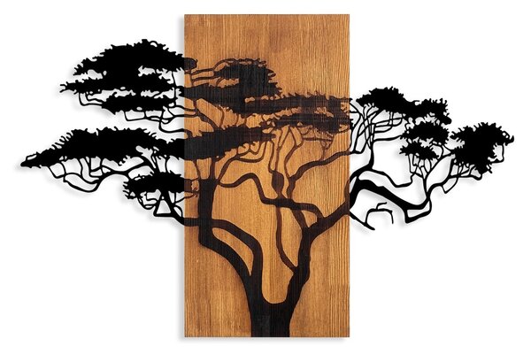 Διακοσμητικό Τοίχου από Ξύλο και Μέταλλο Acacia Tree, Καρυδί, 90x58 cm