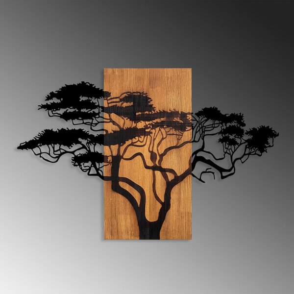 Διακοσμητικό Τοίχου από Ξύλο και Μέταλλο Acacia Tree, Καρυδί, 90x58 cm