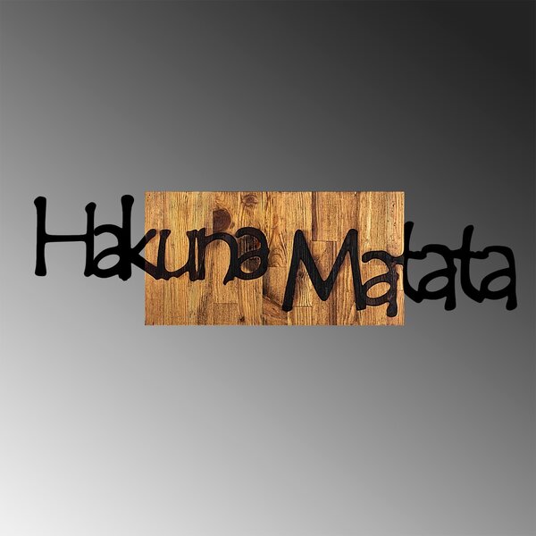 Διακοσμητικό Τοίχου από Ξύλο και Μέταλλο Hakuna Matata 4, Μαύρο, 108x3x30 cm