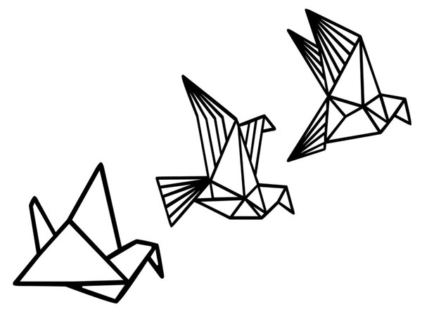 Διακοσμητικό Τοίχου από Ξύλο και Μέταλλο Origami, Μαύρο, 26x32 cm