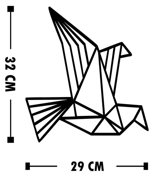 Διακοσμητικό Τοίχου από Ξύλο και Μέταλλο Origami, Μαύρο, 26x32 cm