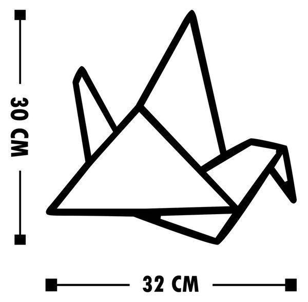 Διακοσμητικό Τοίχου από Ξύλο και Μέταλλο Origami, Μαύρο, 26x32 cm