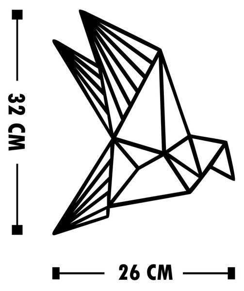 Διακοσμητικό Τοίχου από Ξύλο και Μέταλλο Origami, Μαύρο, 26x32 cm