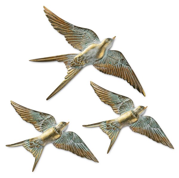 Διακοσμητικό Τοίχου Flying Swallow, Χρυσό, 28x19x2 cm