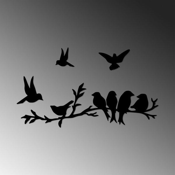 Μεταλλικό Διακοσμητικό Τοίχου Bird Community, Μαύρο, 13x13 cm