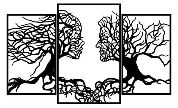 Μεταλλικό Διακοσμητικό Τοίχου Love Tree, Μαύρο, 116x71 cm