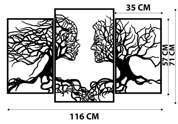 Μεταλλικό Διακοσμητικό Τοίχου Love Tree, Μαύρο, 116x71 cm