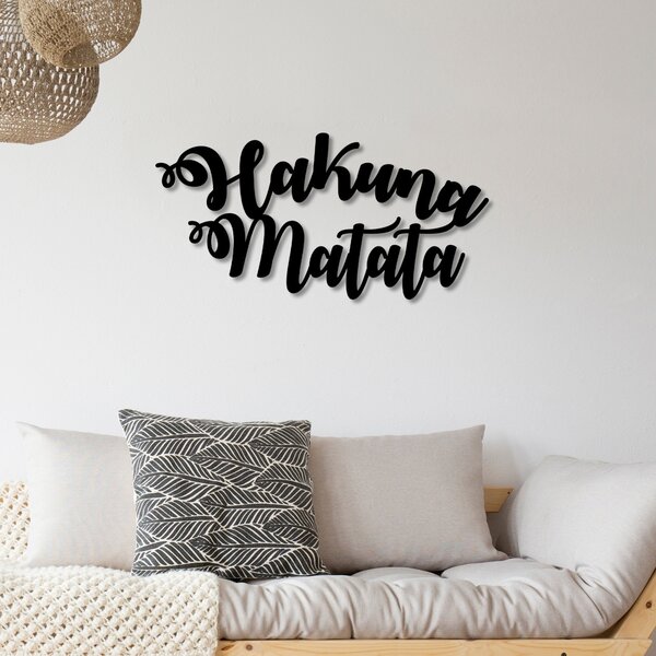 Μεταλλικό Διακοσμητικό Τοίχου Hakuna Matata, Μαύρο, 70x35 cm