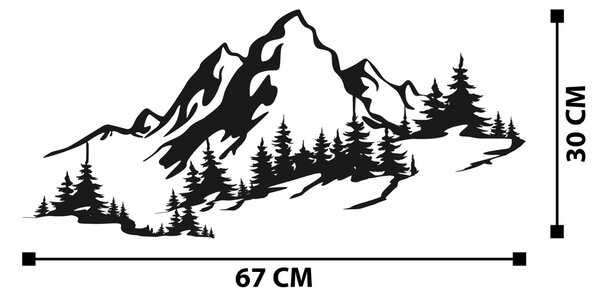 Μεταλλικό Διακοσμητικό Τοίχου Mountain, Μαύρο, 67x30 cm