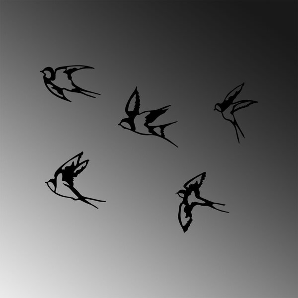 Μεταλλικό Διακοσμητικό Τοίχου Swallows, Μαύρο, 18x19 cm