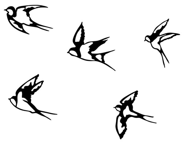 Μεταλλικό Διακοσμητικό Τοίχου Swallows, Μαύρο, 18x19 cm