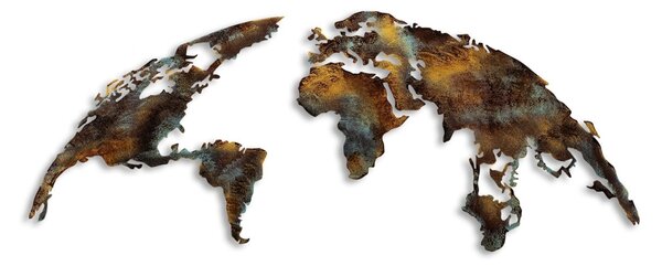 Μεταλλικό Διακοσμητικό Τοίχου World Map Medium, Πολύχρωμο, 150x59 cm