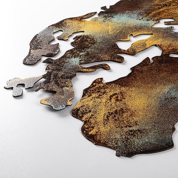 Μεταλλικό Διακοσμητικό Τοίχου World Map Medium, Πολύχρωμο, 150x59 cm