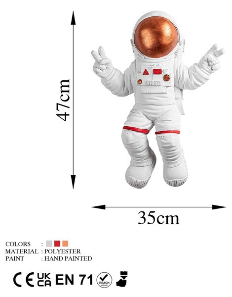 Διακοσμητικό Τοίχου Yak-001 Astronaut, Κεραμιδί, 35x47x10 cm