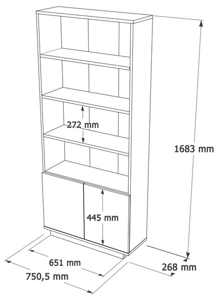Βιβλιοθήκη FR16 Pine, 75x168.3x26.8 cm