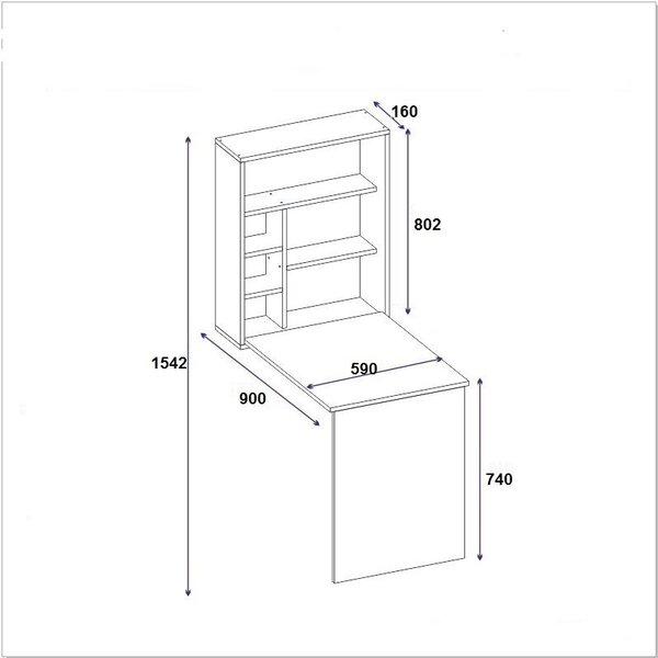 Επιτοίχιο γραφείο Sedir Λευκό 59x16x80.2 cm
