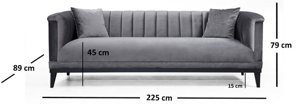 3θέσιος καναπές Trendy Σκούρο Γκρι 225x79x89 cm